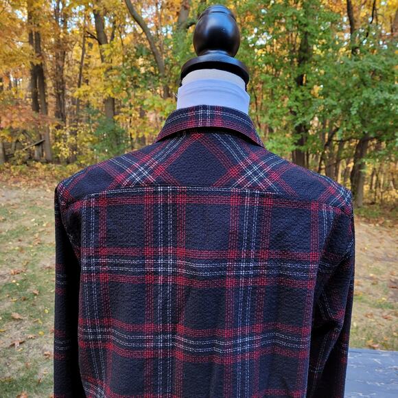 The Kooples Classic Red Plaid Long Sleeve Wool Blend Button Shacket size Small - Picture 8 of 15